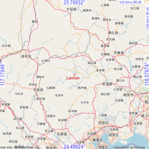 Lantian on map