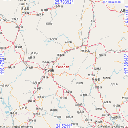 Yanshan on map