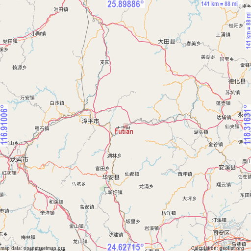 Futian on map