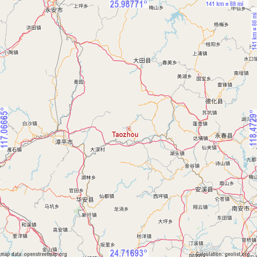 Taozhou on map