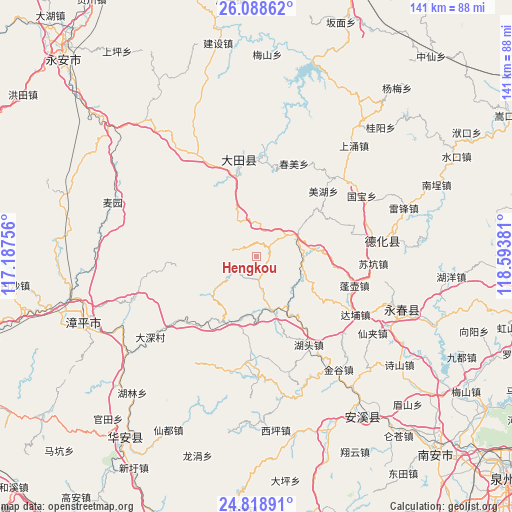 Hengkou on map