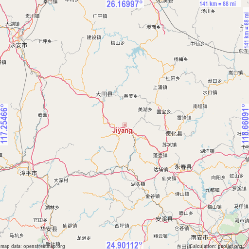 Jiyang on map