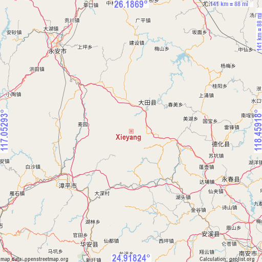 Xieyang on map