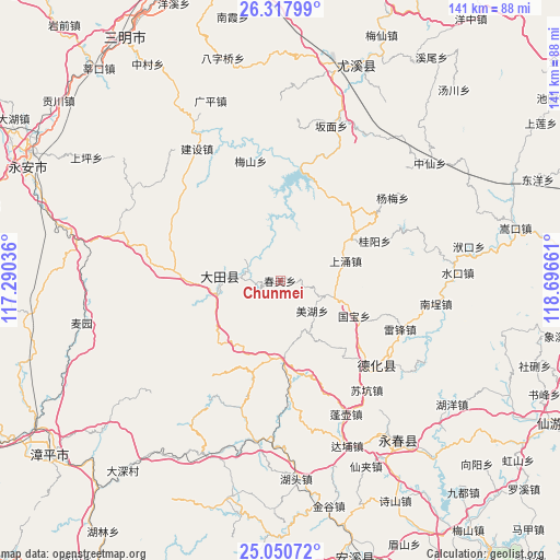 Chunmei on map