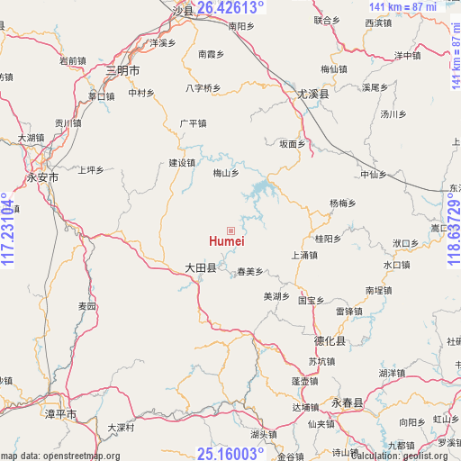 Humei on map