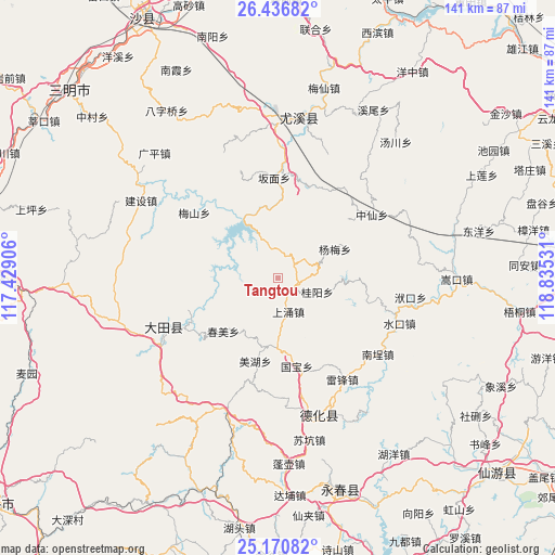 Tangtou on map