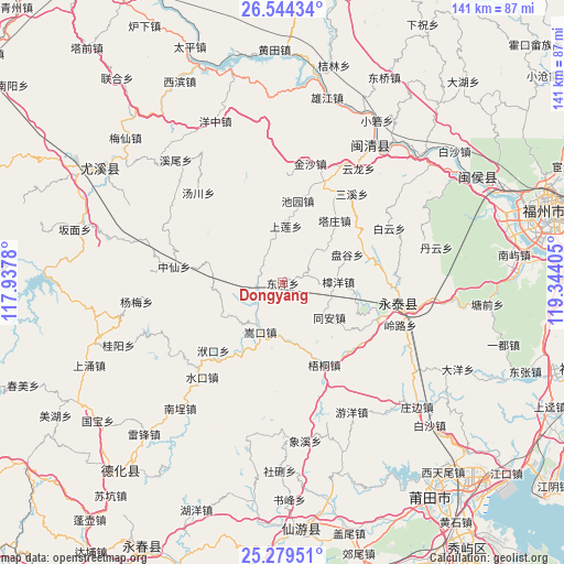 Dongyang on map