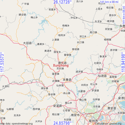 Xunzhong on map