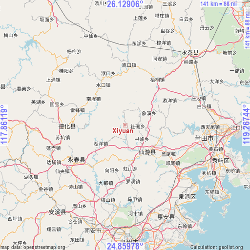 Xiyuan on map