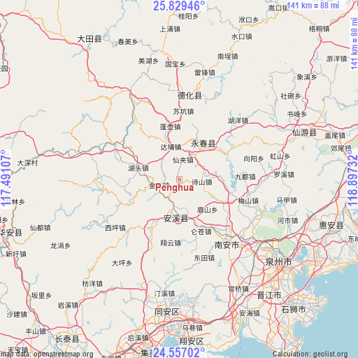Penghua on map