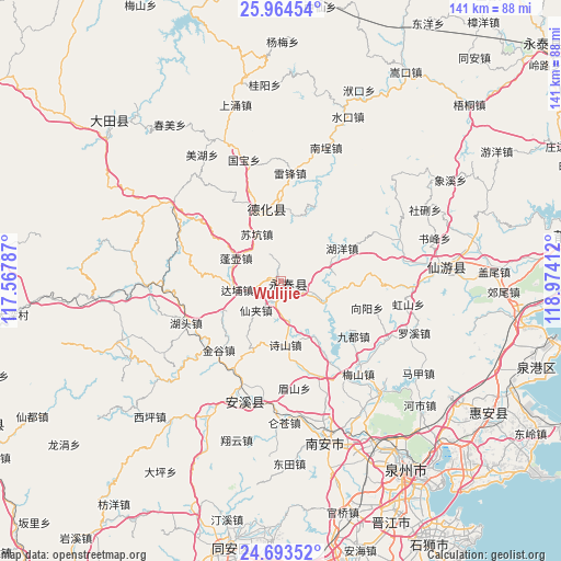 Wulijie on map