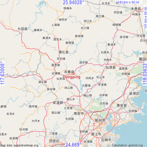 Dongping on map