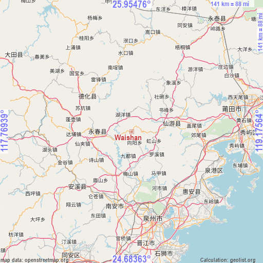 Waishan on map