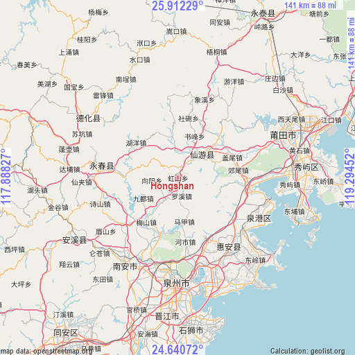 Hongshan on map