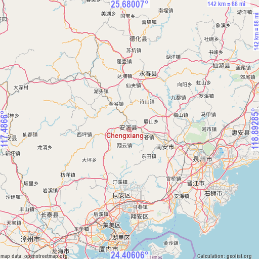 Chengxiang on map