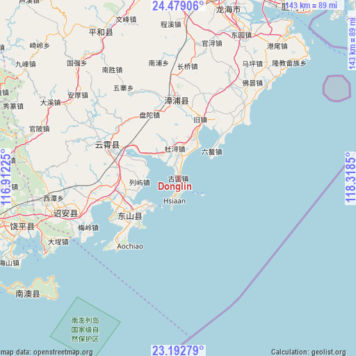 Donglin on map