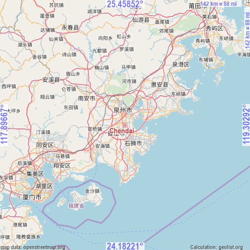 Chendai on map