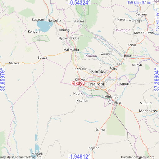 Kikuyu on map