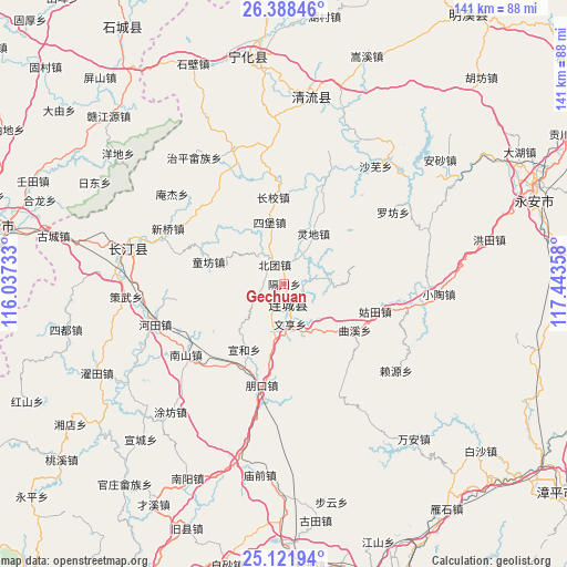 Gechuan on map