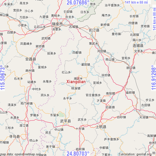 Xiangdian on map