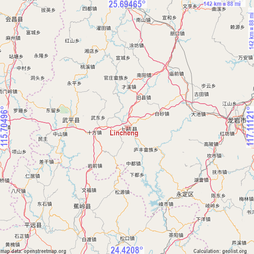 Lincheng on map