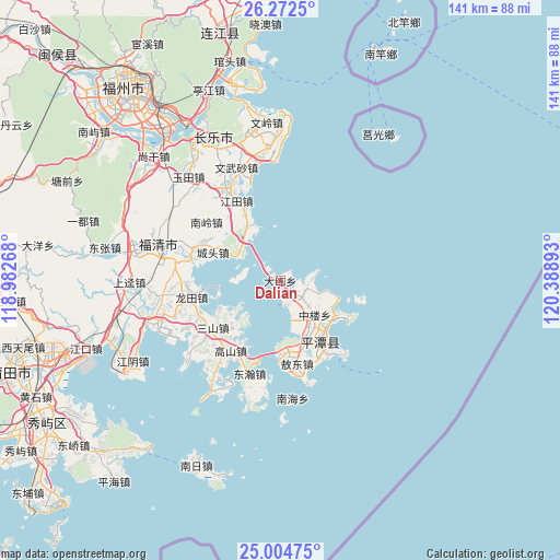 Dalian on map