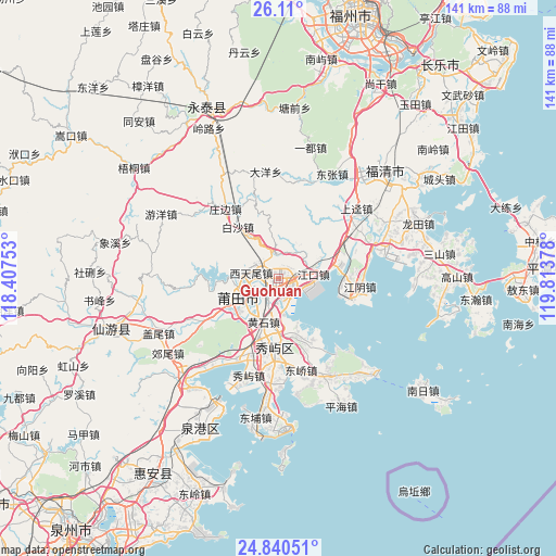 Guohuan on map