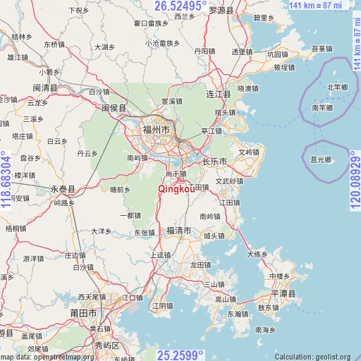 Qingkou on map