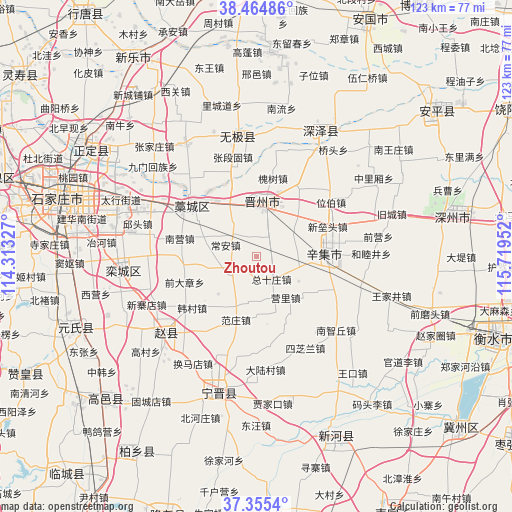 Zhoutou on map