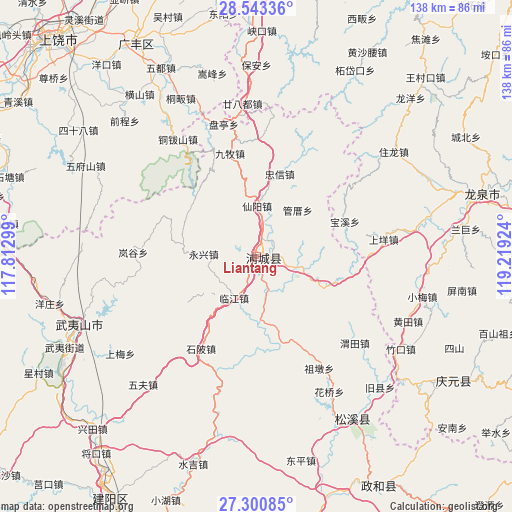 Liantang on map