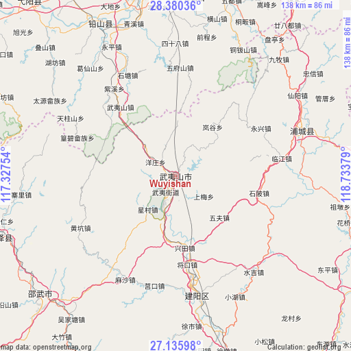 Wuyishan on map