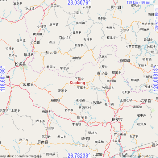 Xiadang on map