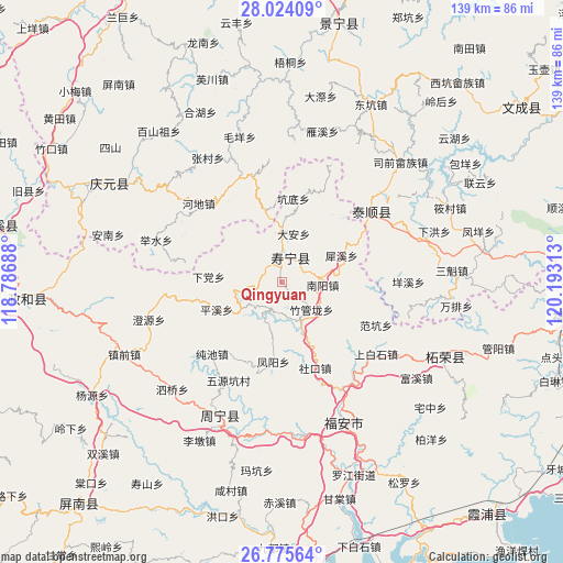 Qingyuan on map