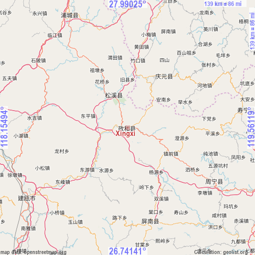 Xingxi on map