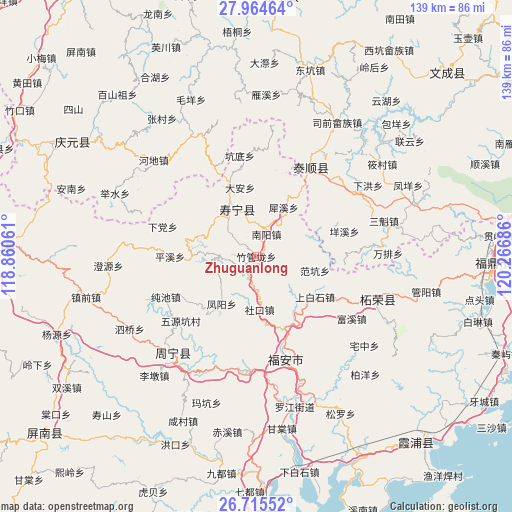 Zhuguanlong on map