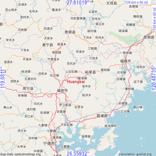 Huangbai on map