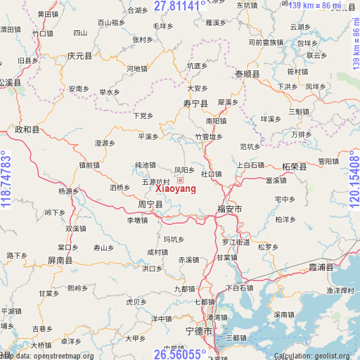 Xiaoyang on map