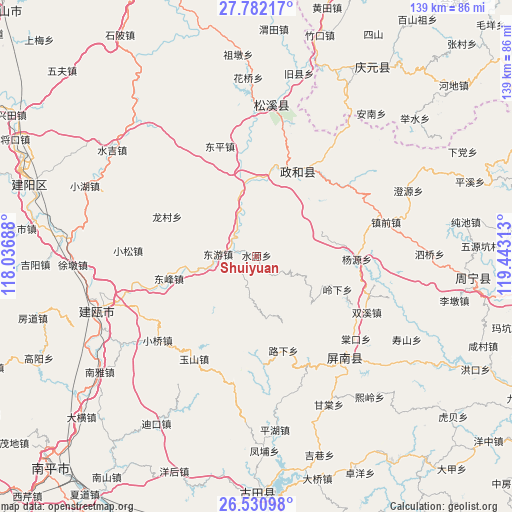 Shuiyuan on map