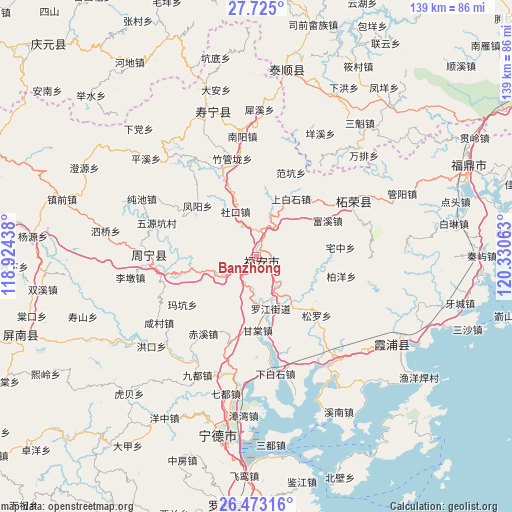 Banzhong on map