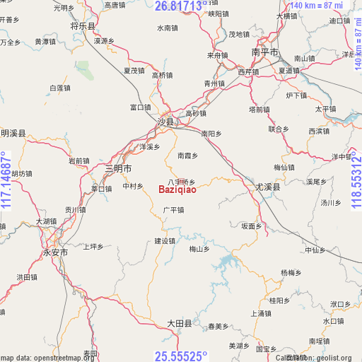 Baziqiao on map