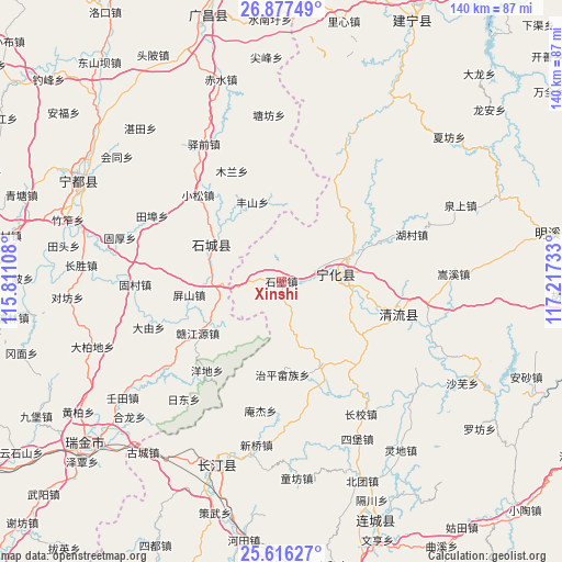 Xinshi on map