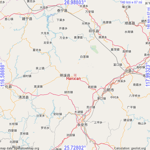 Hanxian on map