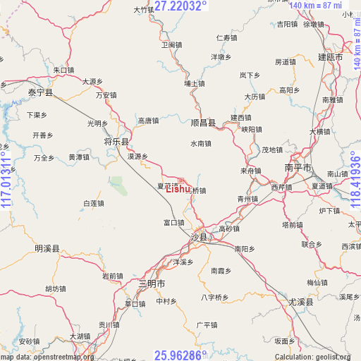 Lishu on map