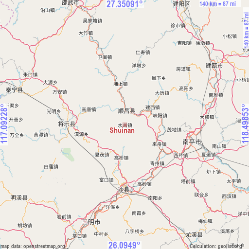 Shuinan on map