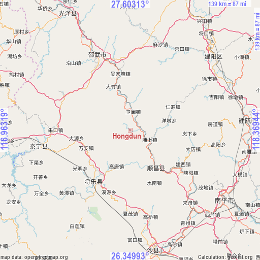 Hongdun on map