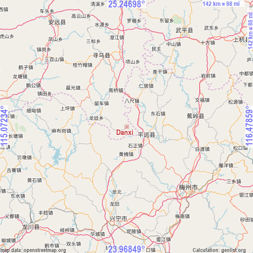 Danxi on map