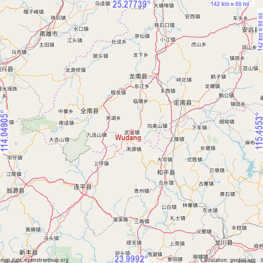 Wudang on map