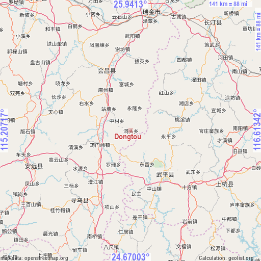 Dongtou on map