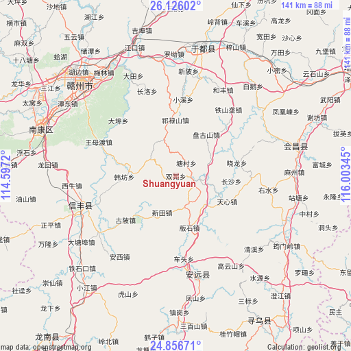 Shuangyuan on map