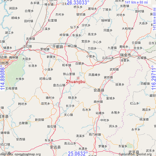 Zhuangbu on map